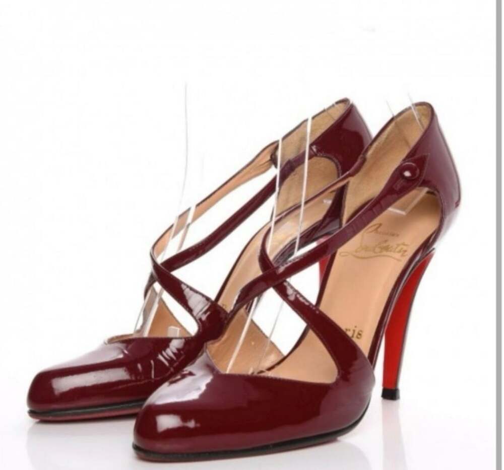 Christian Louboutin Triclo Patent Leather D'Orsay Pumps Burgundy